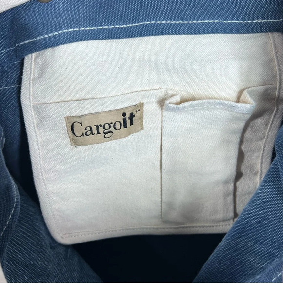 CARGOIT Blue & Ivory Canvas Backpack main image 6